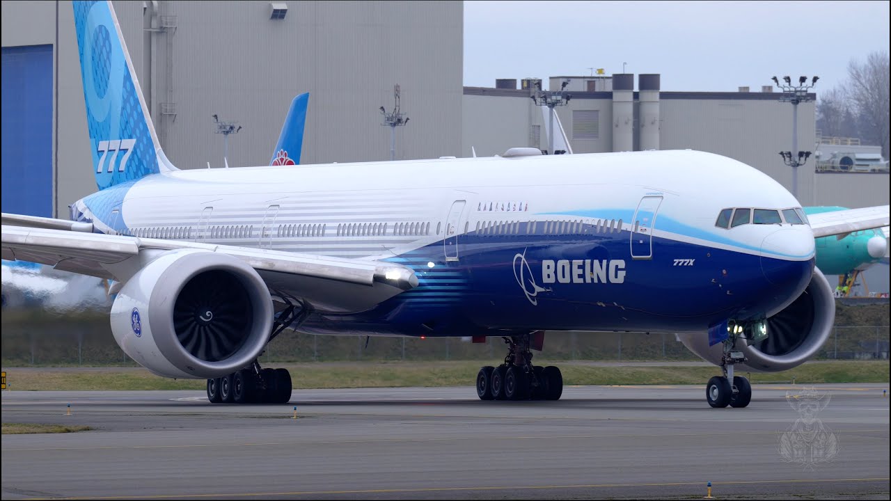 Boeing Company 777X Brake Test And Takeoff From Paine Field