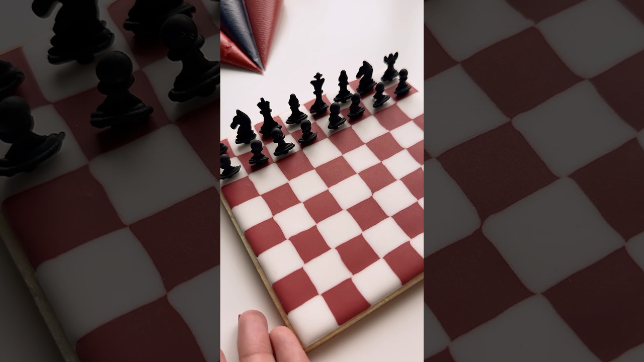 Chess board cookie♟️ everything linked in my bio #cookiedecorating #oddlysatisfying #asmr