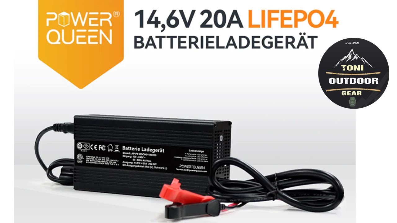 Power Queen 14,6V 20A LiFePO4 Batterieladegerät für Wohnmobile, Balkonkraftwerke, Solaranlagen