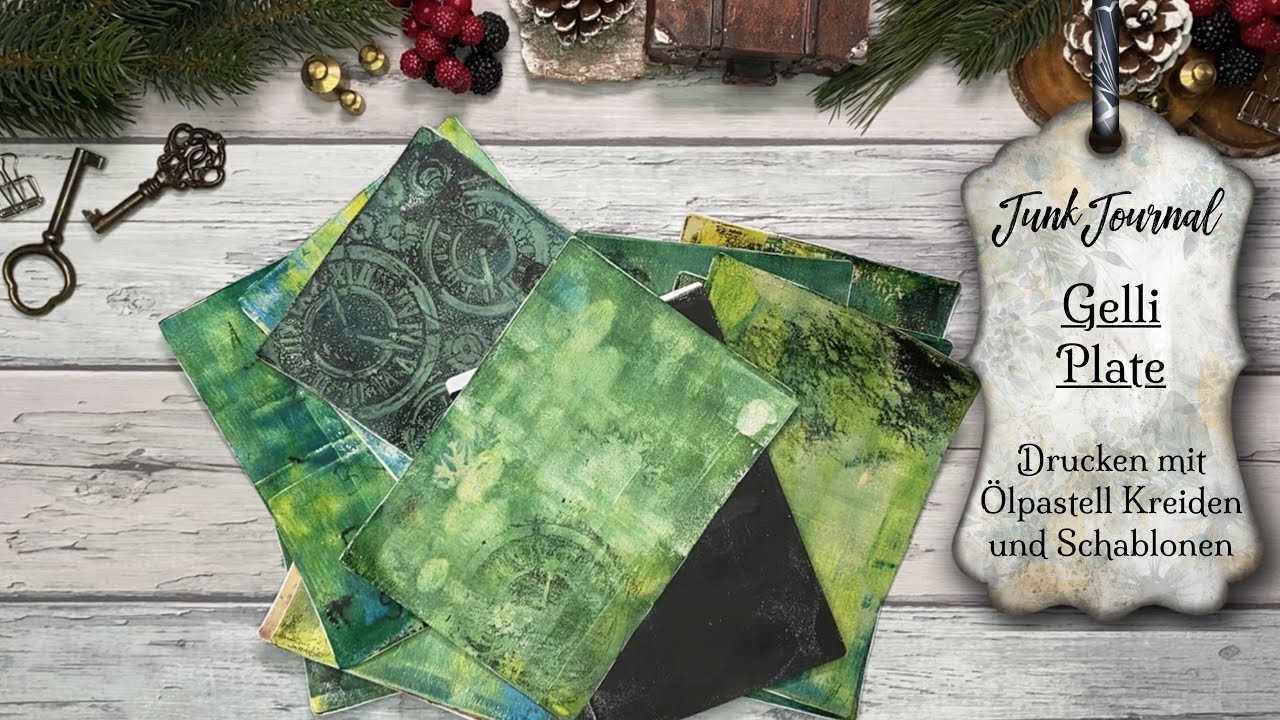 Junk Journal / Gelli Plate Drucke mit Ölpastell