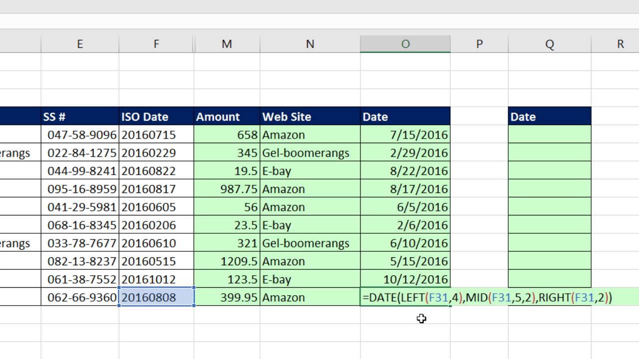 Highline Excel 2016 Class 08: Text Formulas and Text Functions to Join and Extract Data