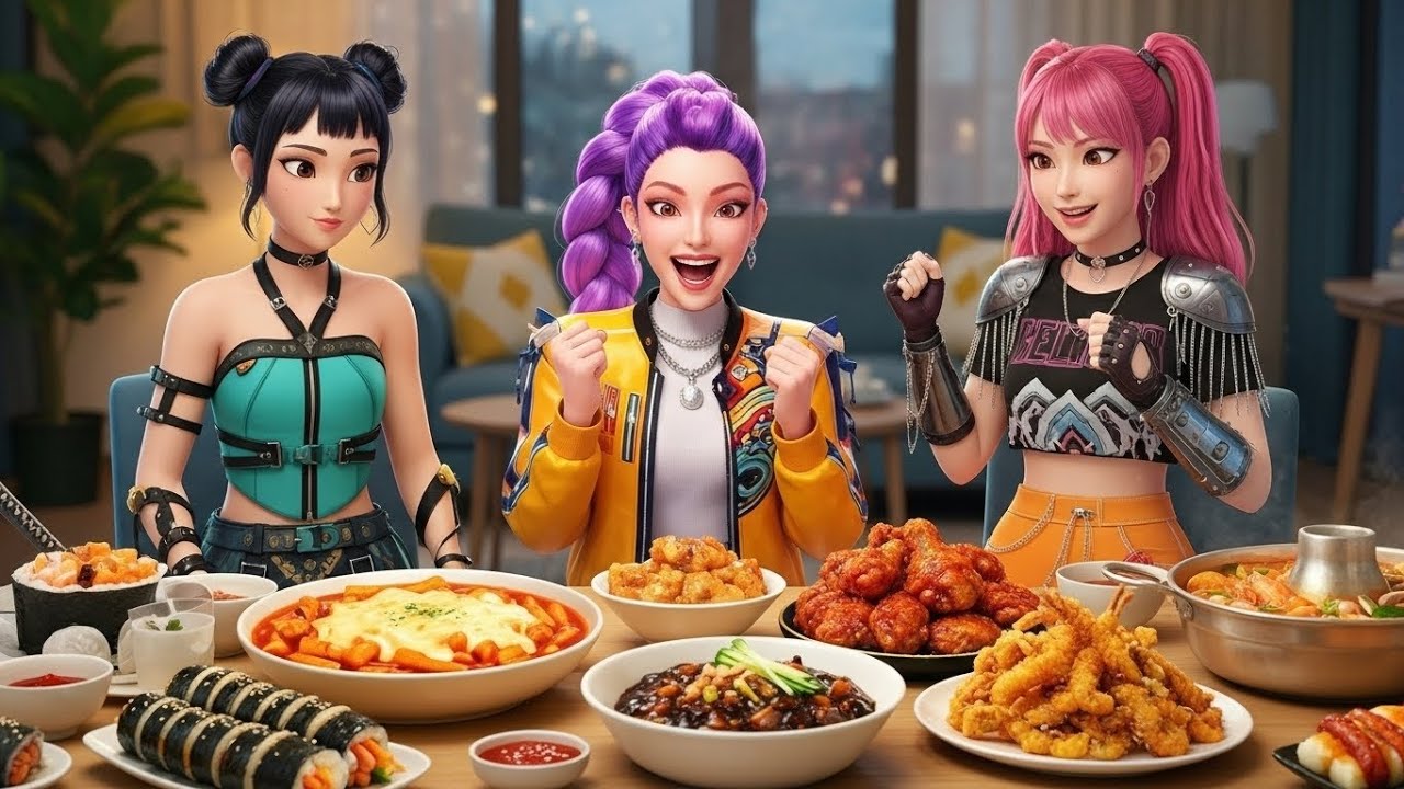 ASMR MUKBANG | RUMI, MIRA, ZOEY AND JINU ENJOY PREMIUM MEAL BY CHEF SHIBA, MIKO AND PANDA.