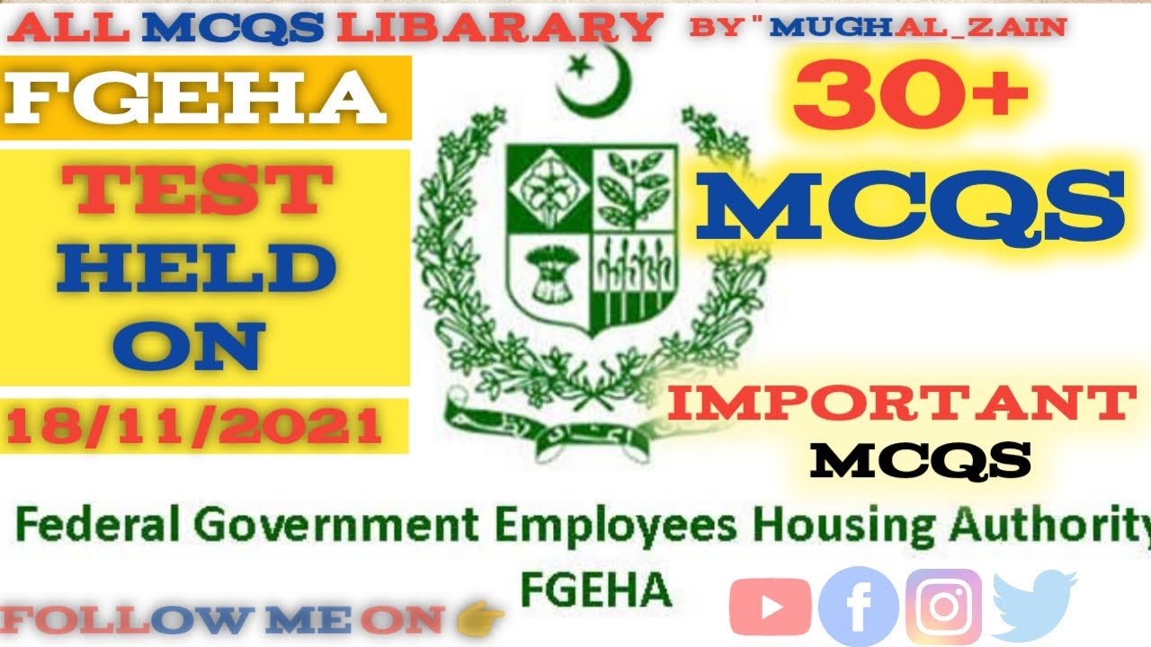 FGEHA Test Held On 18/11/2021/ All Mcqs Libarsry // #past #paper #mcqs