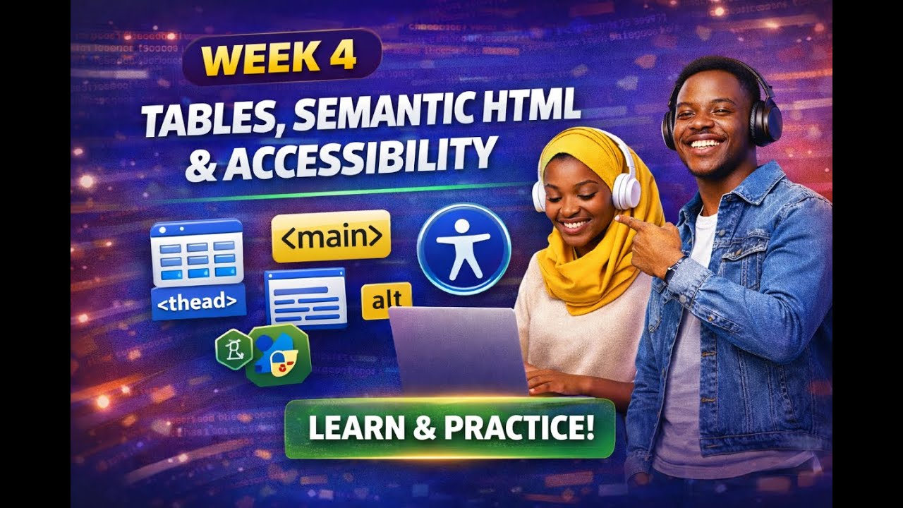 Week 4: Learn HTML Tables, Semantic HTML & Accessibility in One Video (Beginner Guide)