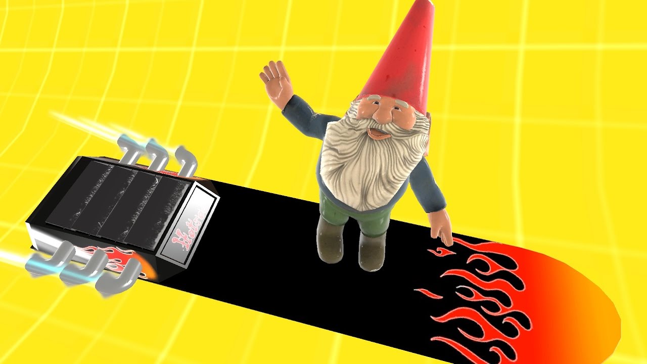 Garden Gnome And Flying Hoverboard