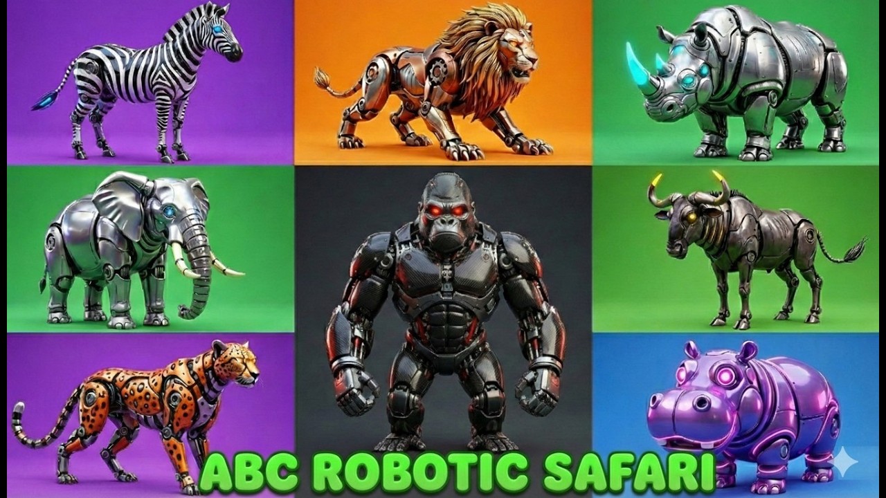 ABC Colorful Robotic Safari Animals Song 🤖 | Learn ABCs with Robot Animals