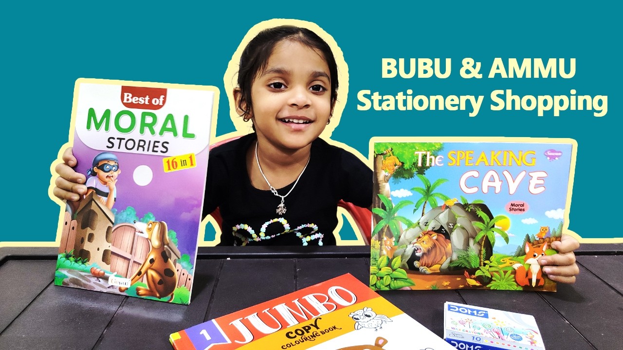 BUBU & AMMU Stationery Shopping! Coloring Books, Crayons, Stories Books & more..
