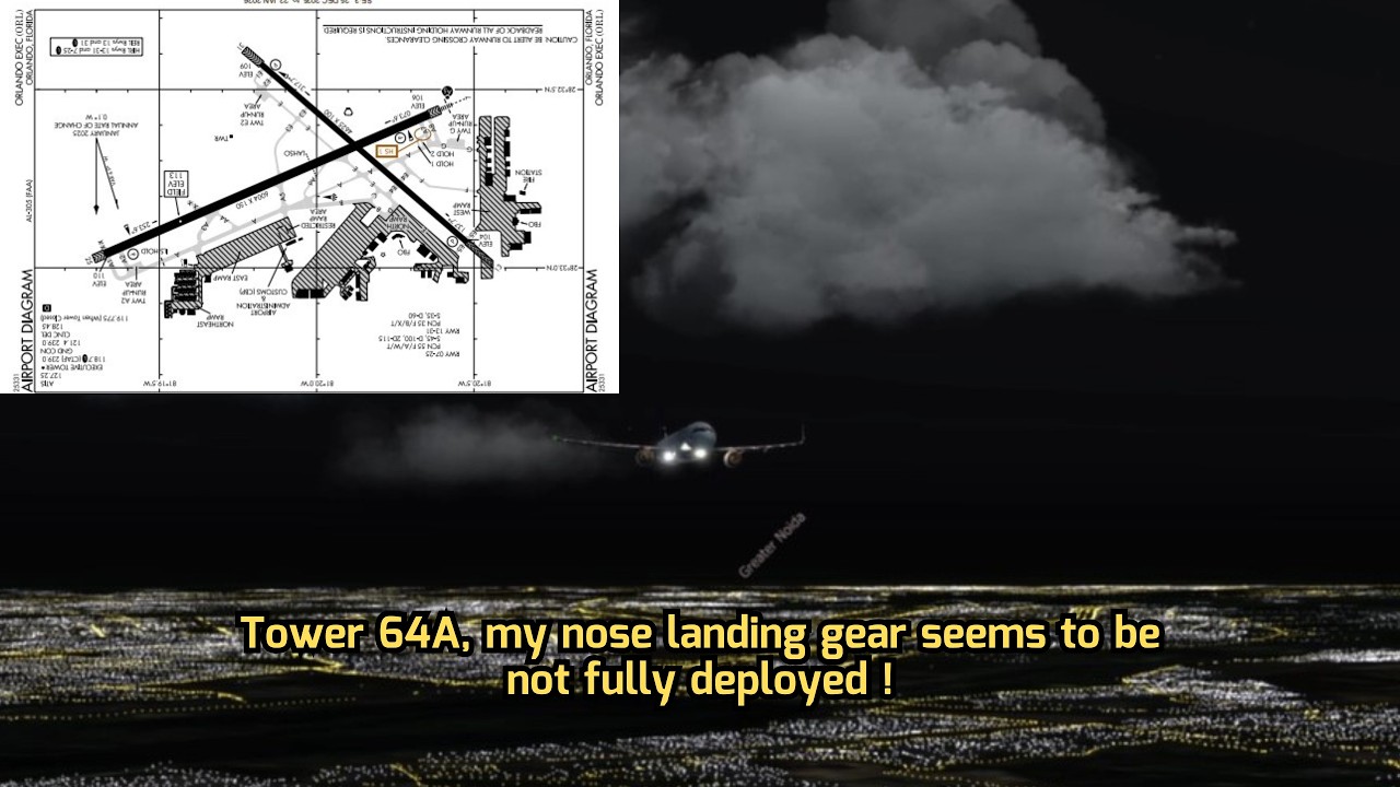 Nose Landing Gear Issue at Orlando Executive (KORL) | Real ATC & Pilot Communication | N264 Alpha