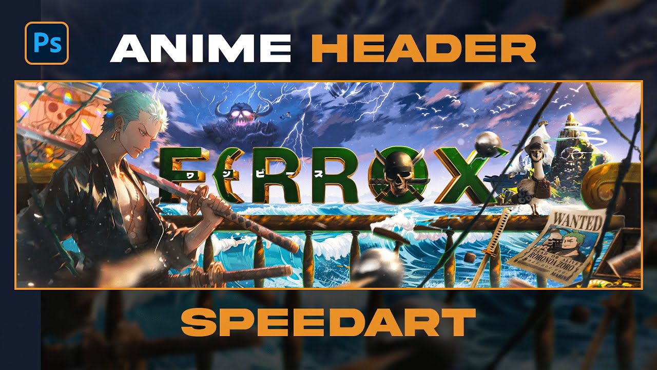 Zoro Anime Header Tutorial | INSANE Clean Design Speedart in Photoshop