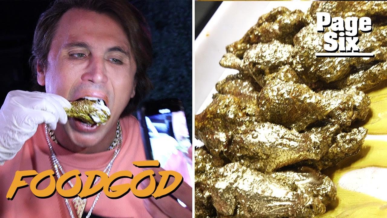 Foodgod Tries 24k Gold Chicken Wings | Foodgod Jonathan Cheban | Page Six