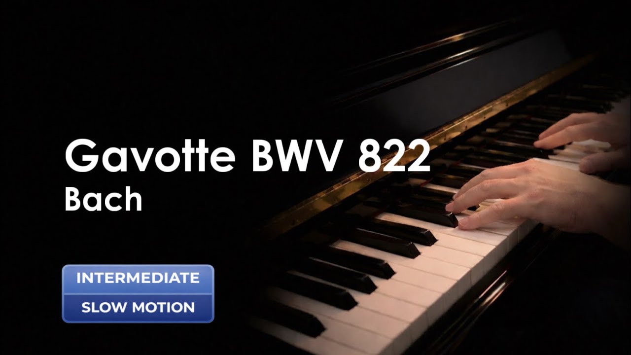 J. S. Bach: Gavotte G Minor, BWV 822, Slow Motion Piano Tutorial