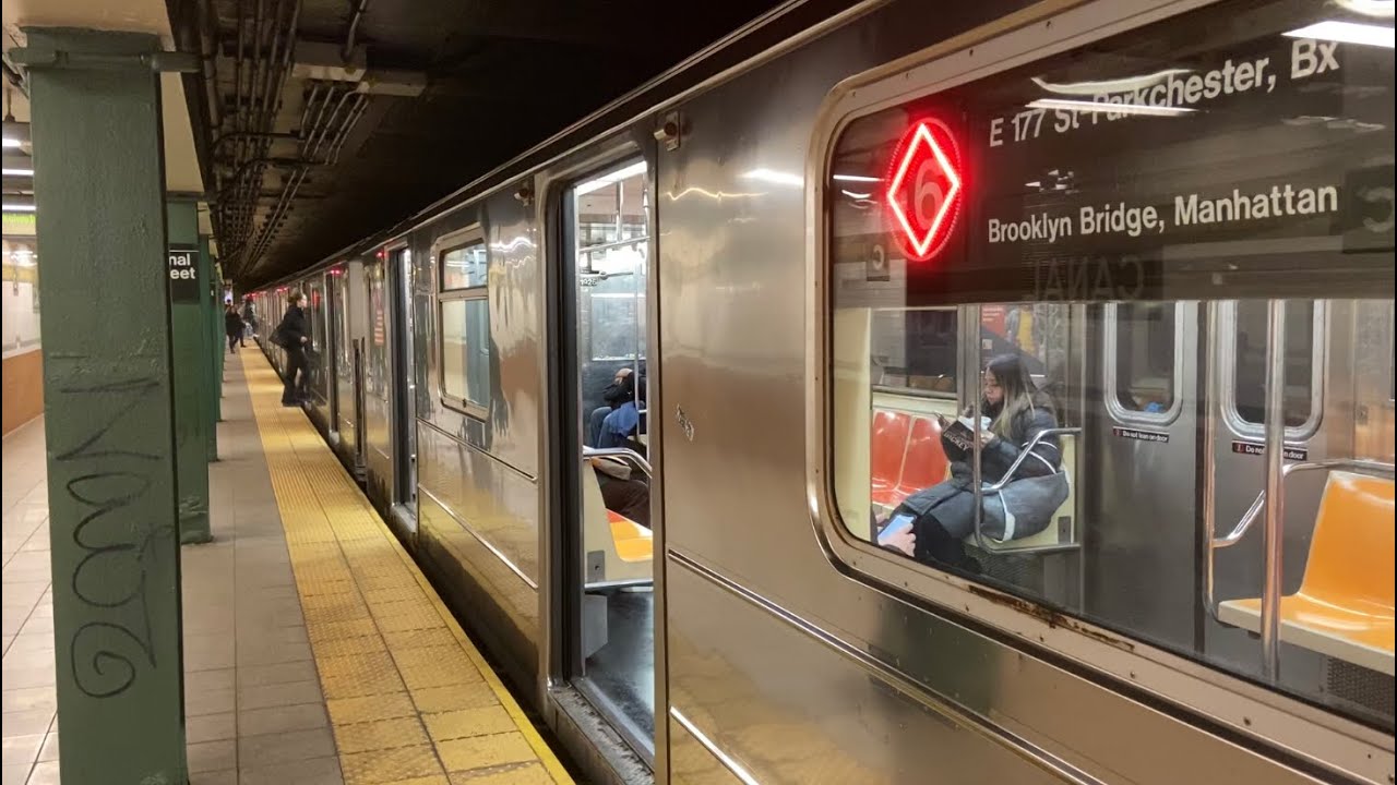 IRT Lexington Ave Line: (4) (5) Express and (6) Local Trains @ Canal Street (R62A, R142, R142A)