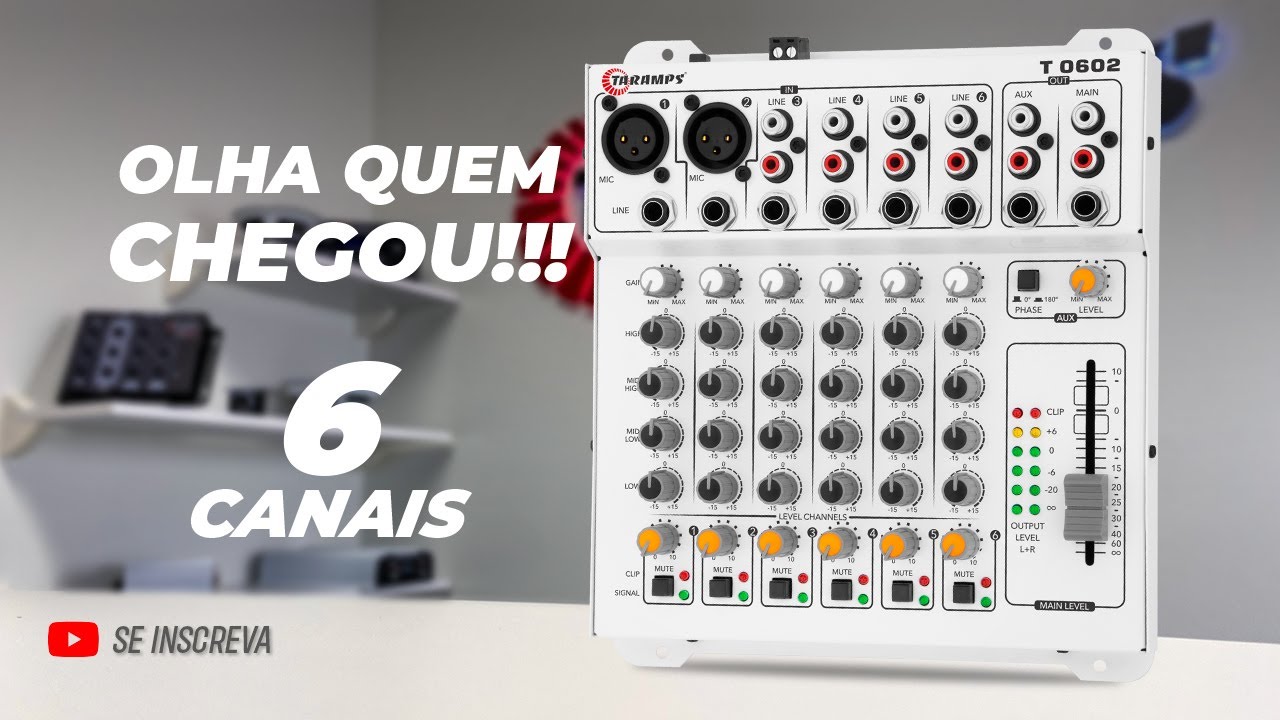 Mesa de Som 6 canais Taramps T-0602 | Som Automotivo, Caixa Bob ou Profissional