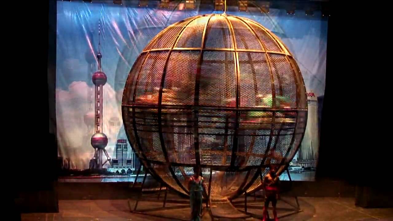 Shanghai Acrobatics - 6 Motorcycles in a steelcage - most dangerous show - full hd