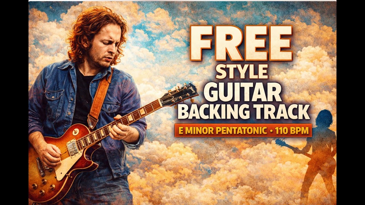 Free style guitar backing track E minor pentatonic 110 BPM