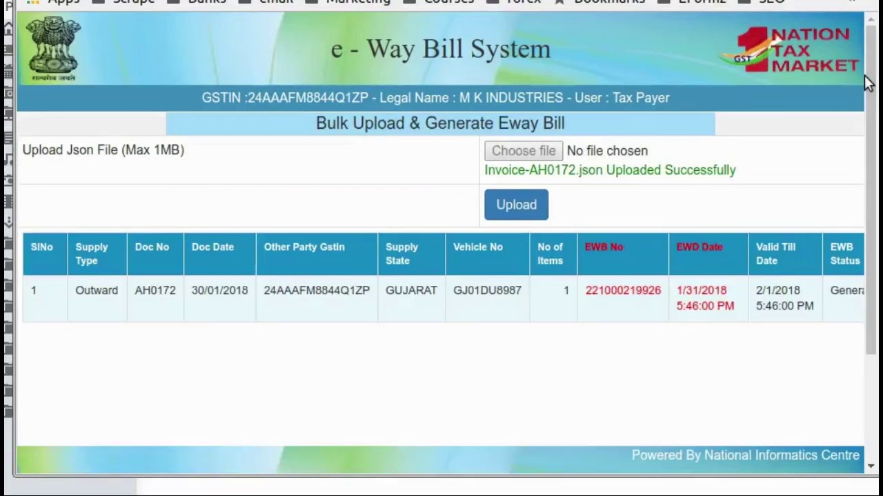 E-Way Bill Bulk Using Json