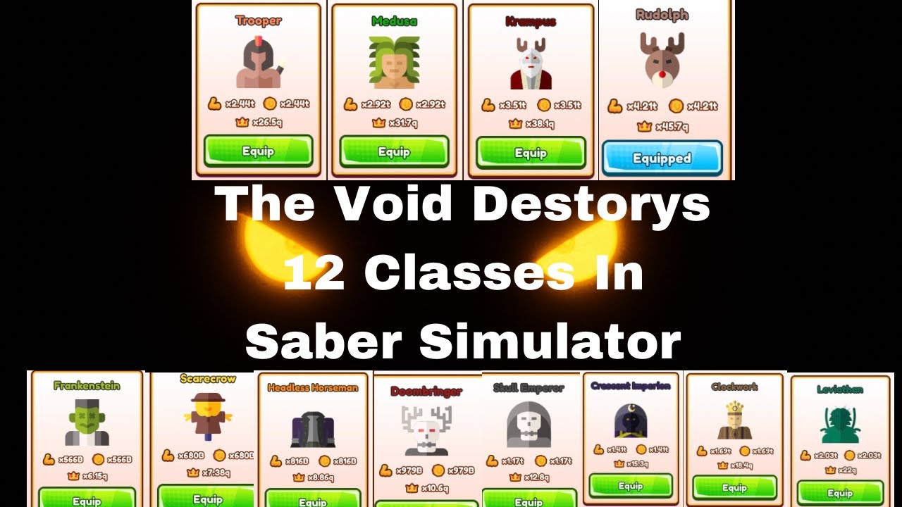 The Void takes over and Concurs 12 Classes In |⚔️Roblox Saber Simulator ⚔️|