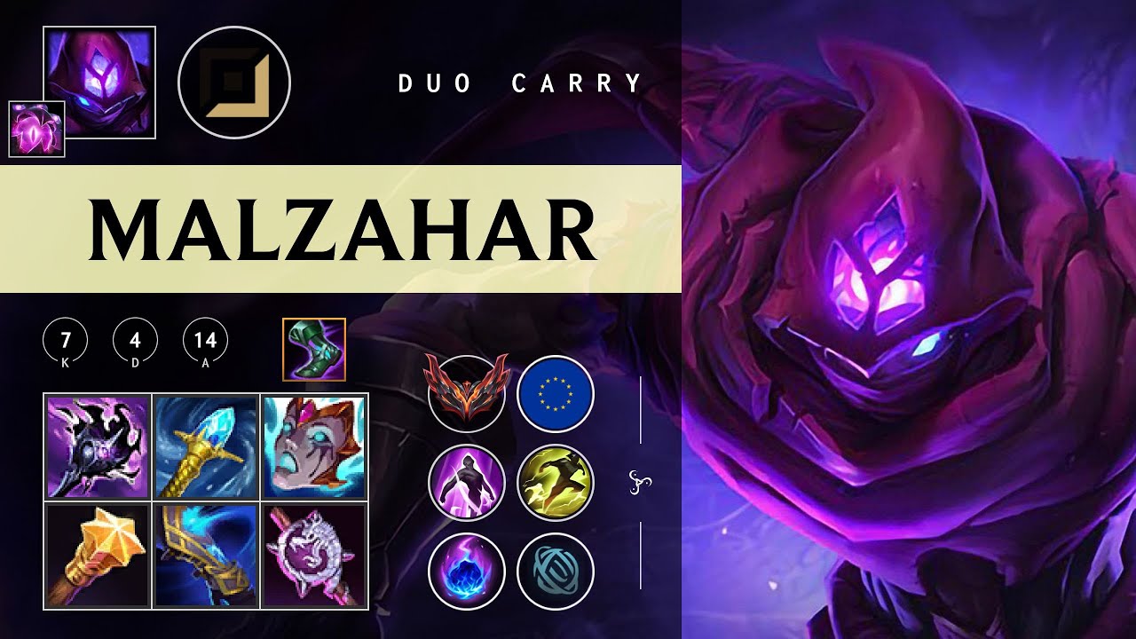 Malzahar Carry vs Ezreal - EUW Grandmaster Patch 26.01