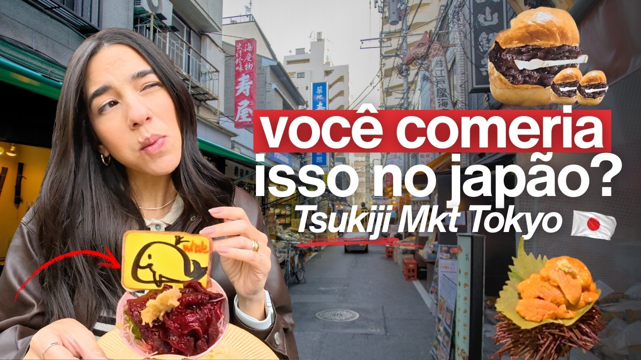 Provando comidas no Tsukiji Market, o MERCADO DE RUA MAIS FAMOSO de Tokyo!
