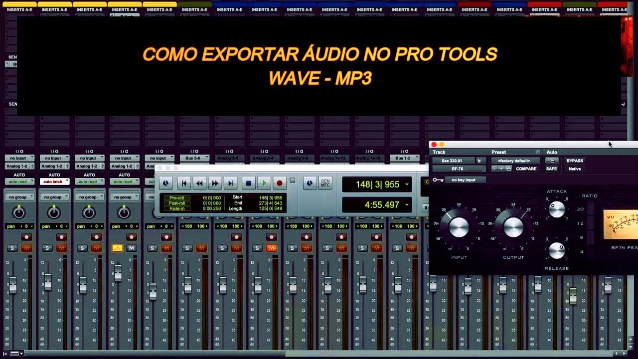como exportar áudio no pro tools aula - 10