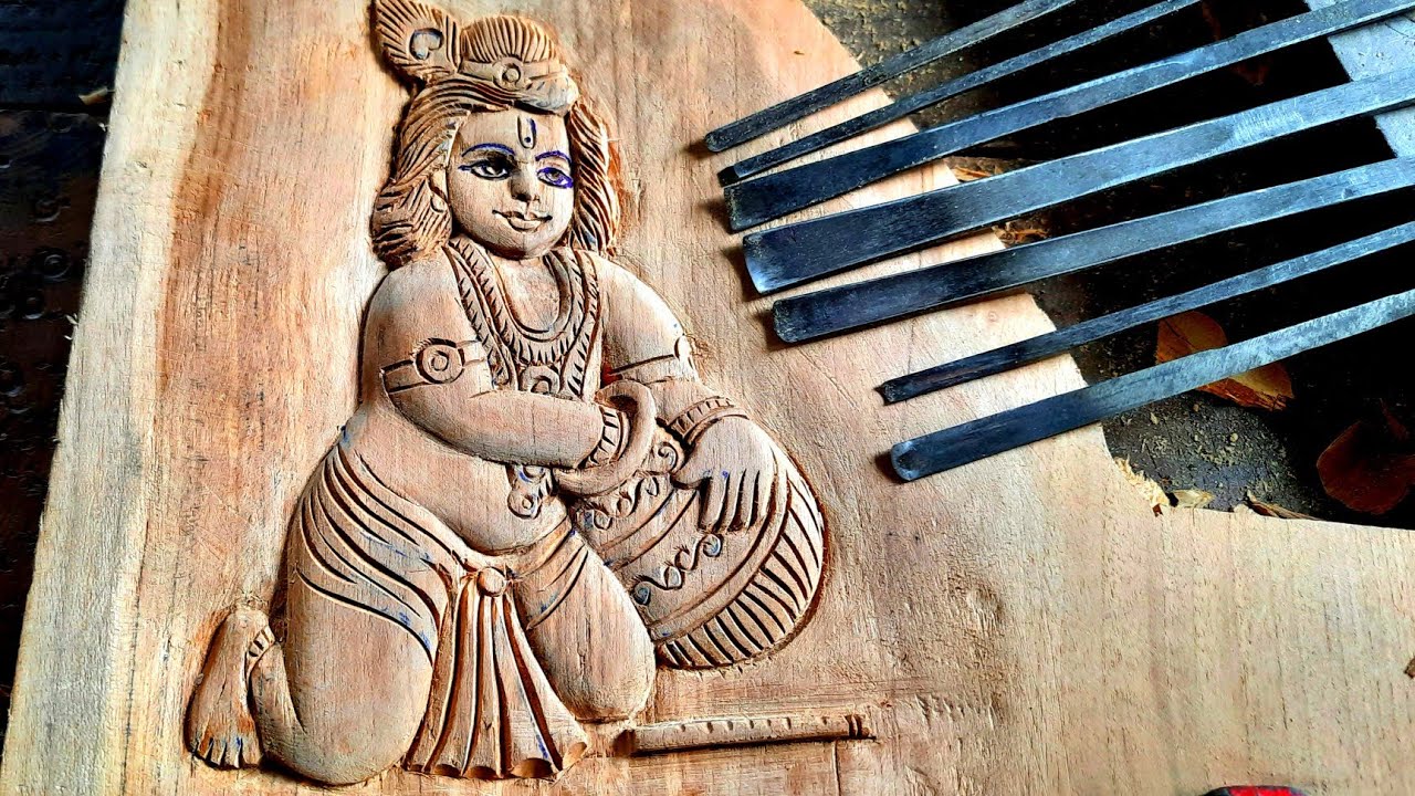|wood carving krishna|lord krishna art|UP wood art|wood working|teak wood making krishna|