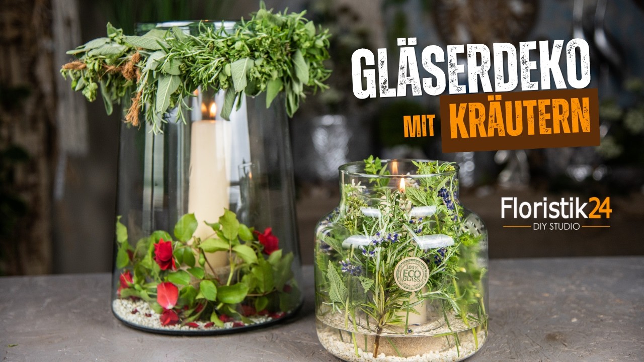Tischdeko Sommer | Kräuter Deko im Glas | Tischdeko Kräuter