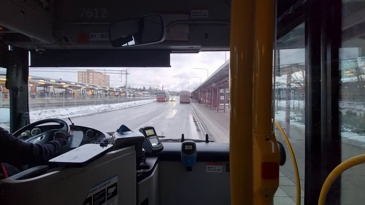 Winter Day-Sweden-Stockholm-Ride With Bus 704 From Brovaktarvägen To Huddinge Station#165