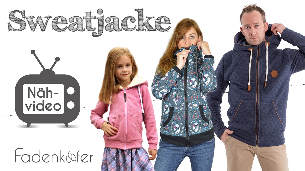 Sweatjacke nähen für Damen, Herren und Kinder