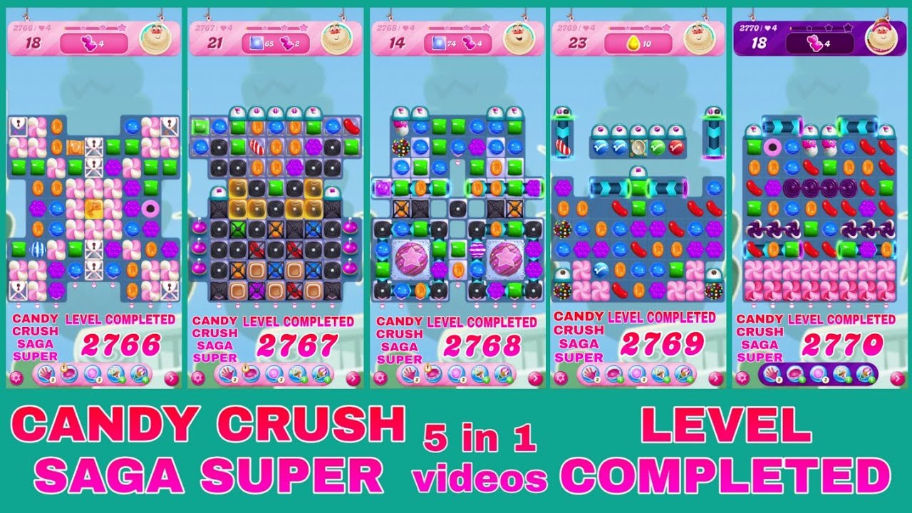 CANDY CRUSH SAGA SUPER || LEVEL COMPLETED || GAME PLAY CANDY VIDEO || 5 in 1videos