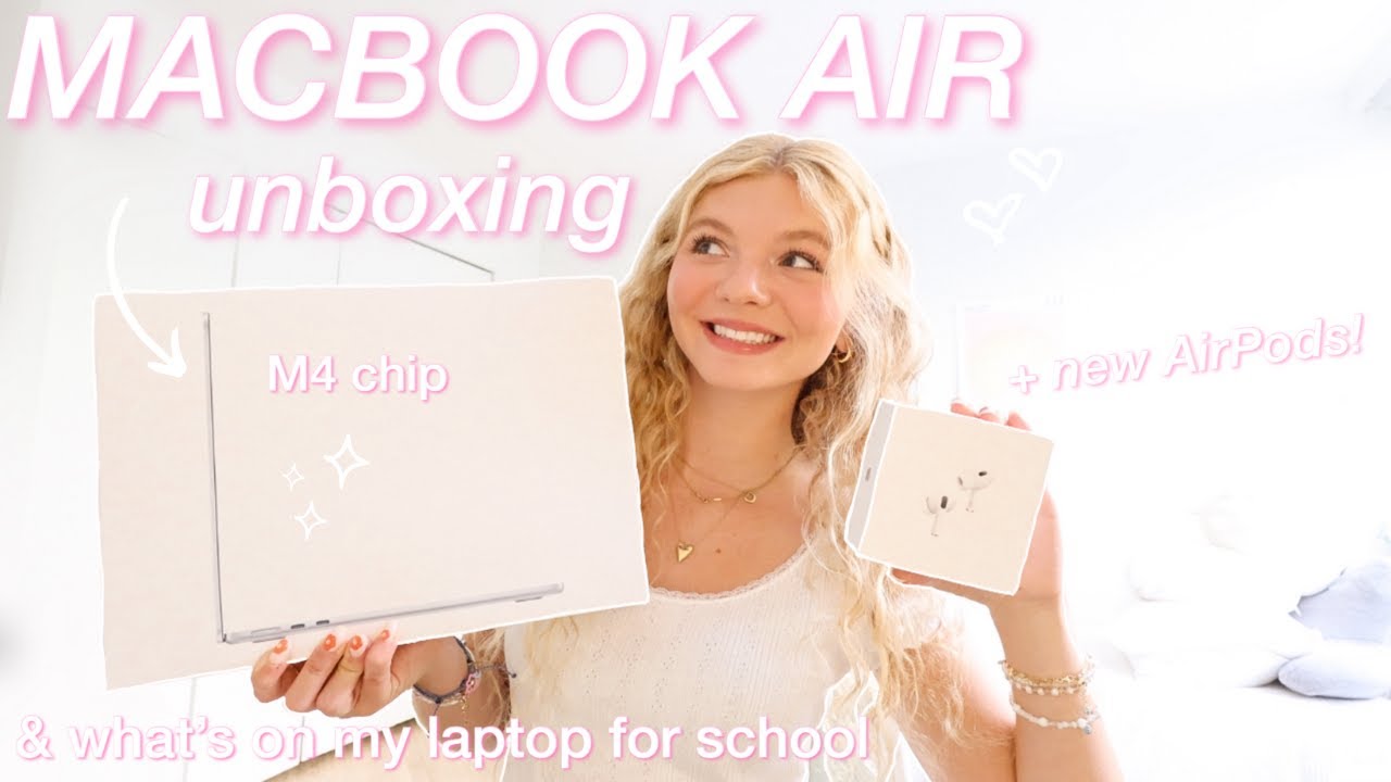 MACBOOK AIR M4 UNBOXING + REVIEW! (13-inch in sky blue) 🩵 aesthetic what's on my laptop for college!
