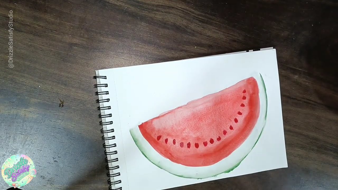 Watermelon slice painting! #satisfying #art #painting 