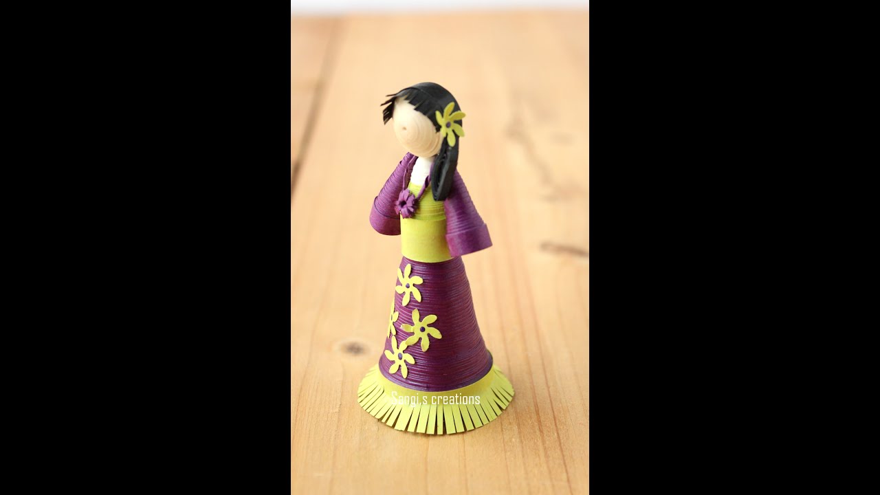 How to make a simple and cute quilling doll/Quilling doll Tutorial/DIY