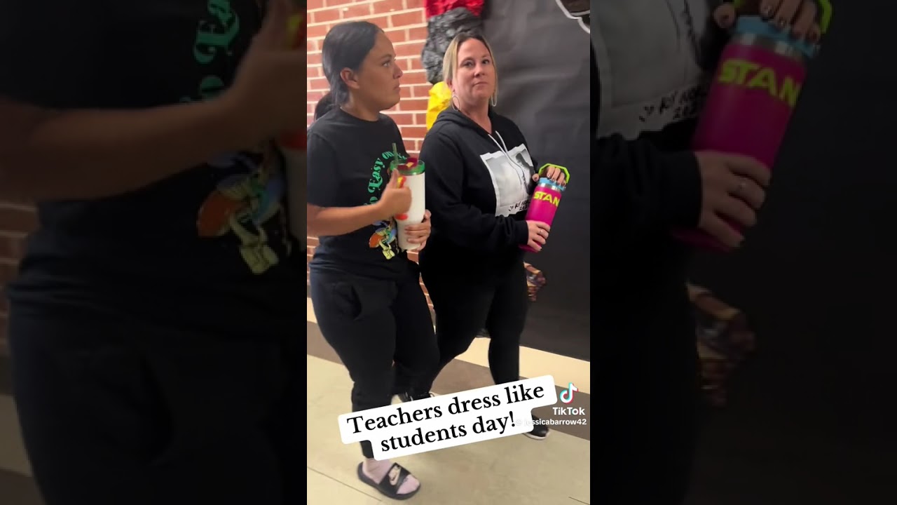 Students dress as teachers and teachers dress as students.