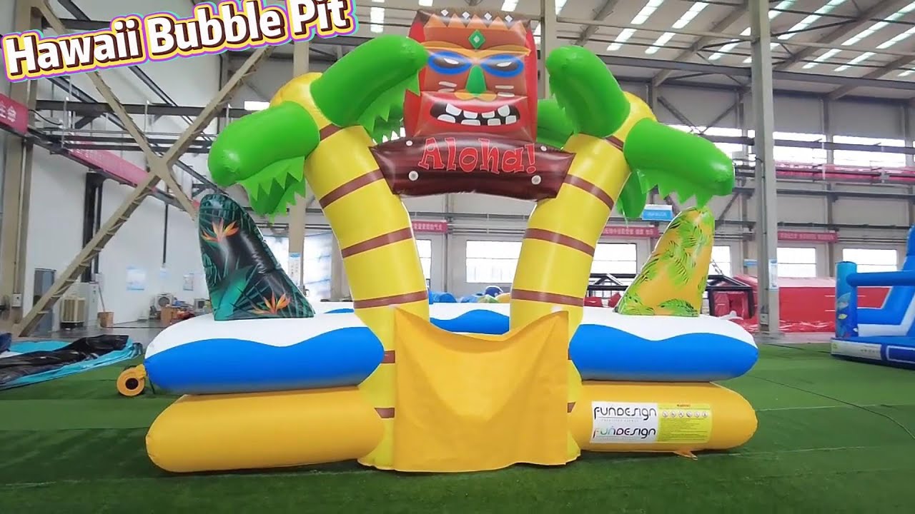 Summer Inflatable Hawaii Bubble Pit Foam Bubble Soap Pool Pit Tropical Bounce House Playground