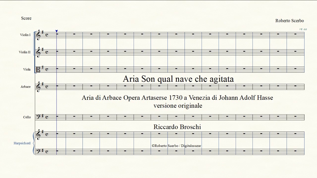 Aria Son qual nave ch'agitata - Arbace - Opera Artaserse - R Broschi Original Version OV