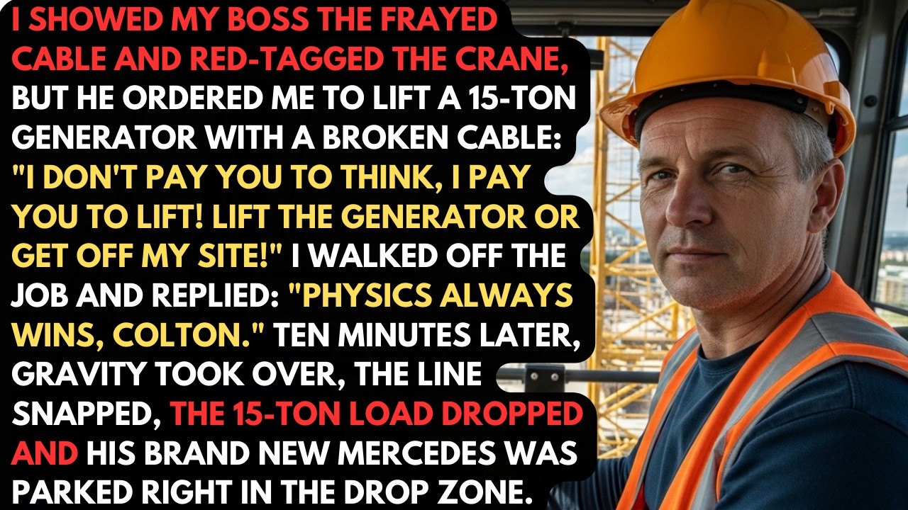 Boss Ordered 15-Ton Generator Lift With A Broken Cable — Line Snapped, It Crushed His New Mercedes
