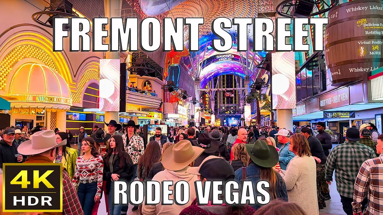 Fremont Street Las Vegas Walk - National Finals Rodeo Takeover - Dec 2023