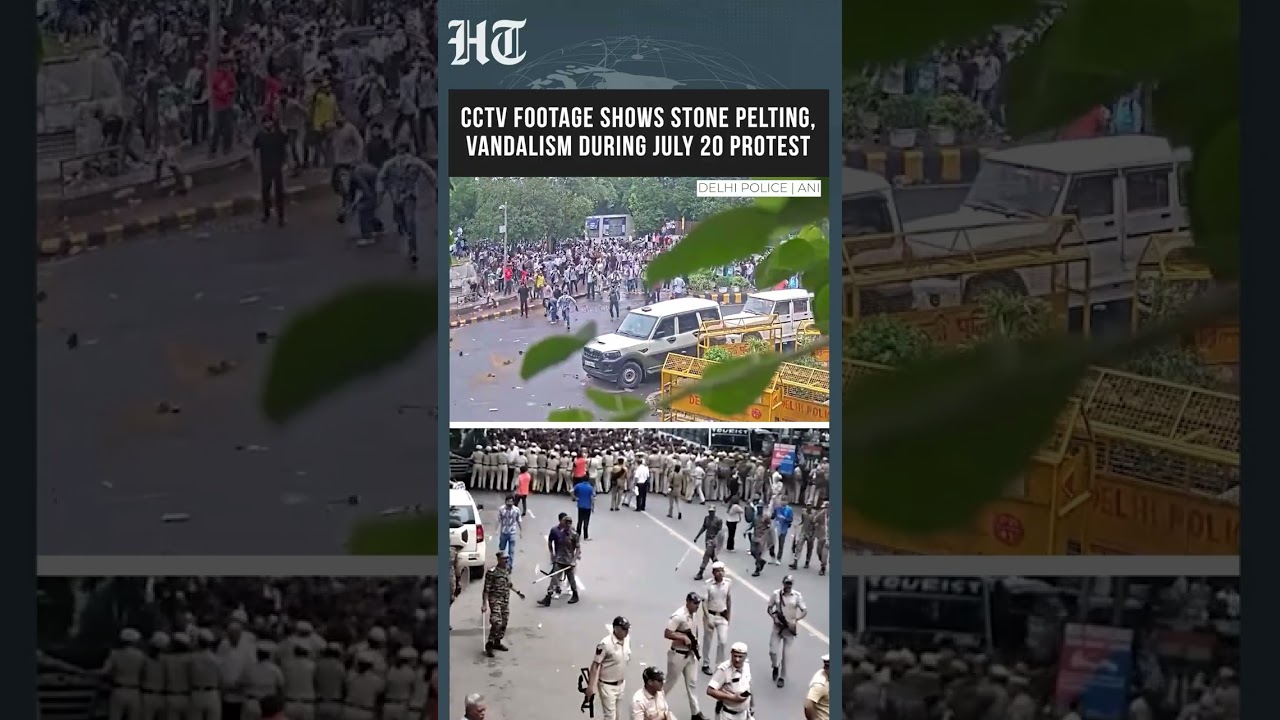 Delhi Protest Violence Caught on CCTV: Stone Pelting, Vandalism During July 20 Protest | #shorts