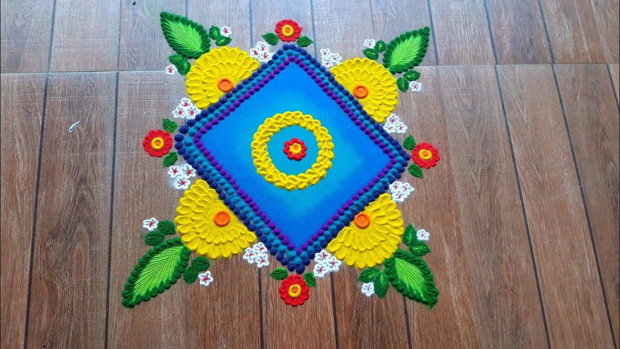 Latest rangoli design||Easy and unique rangoli design