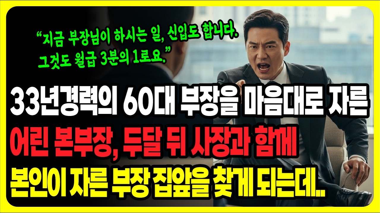 3년경력의 60대 부장을 마음대로 자른어린 본부장, 두달 뒤 사장과 함께 본인이 자른 부장 집앞을 찾게 되는데..ㅣ노후사연ㅣ감동사연ㅣ사연라디오ㅣ오디오북ㅣ고부갈등ㅣ가족갈등