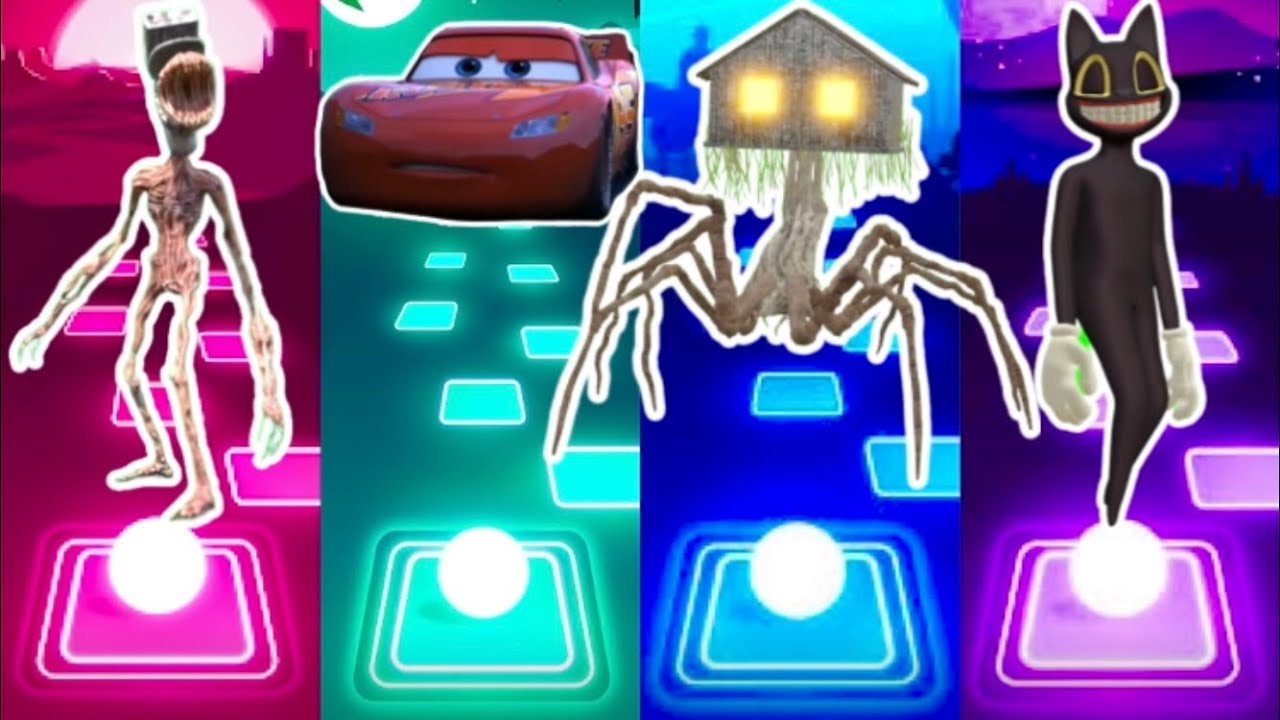 Toilet head VS Mcqueen VS House head VS Cartoon cat / Tiles Hop EDM Rush