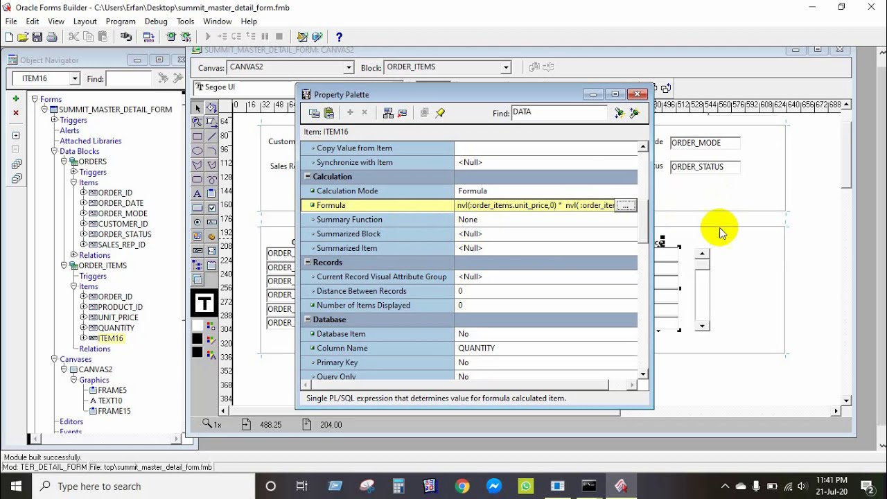 how create master detail Form with visual attribute and calculation | Oracle Forms | Master Details