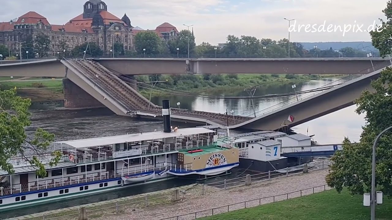 In Dresden ist die Carolabrücke eingestürzt. Ein weiteres Teilstück droht ebenfalls einzustürzen.