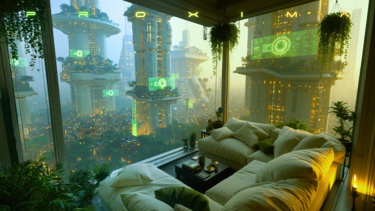PROXIMA: Solarpunk Ambience & Rain | Day & Night in a Jungle District