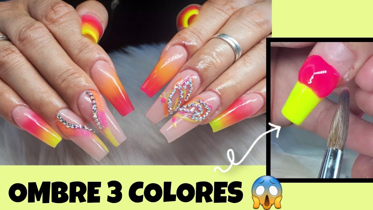 COMO hacer un Ombré de 3 colores | Uñas largas Esculturales 💅