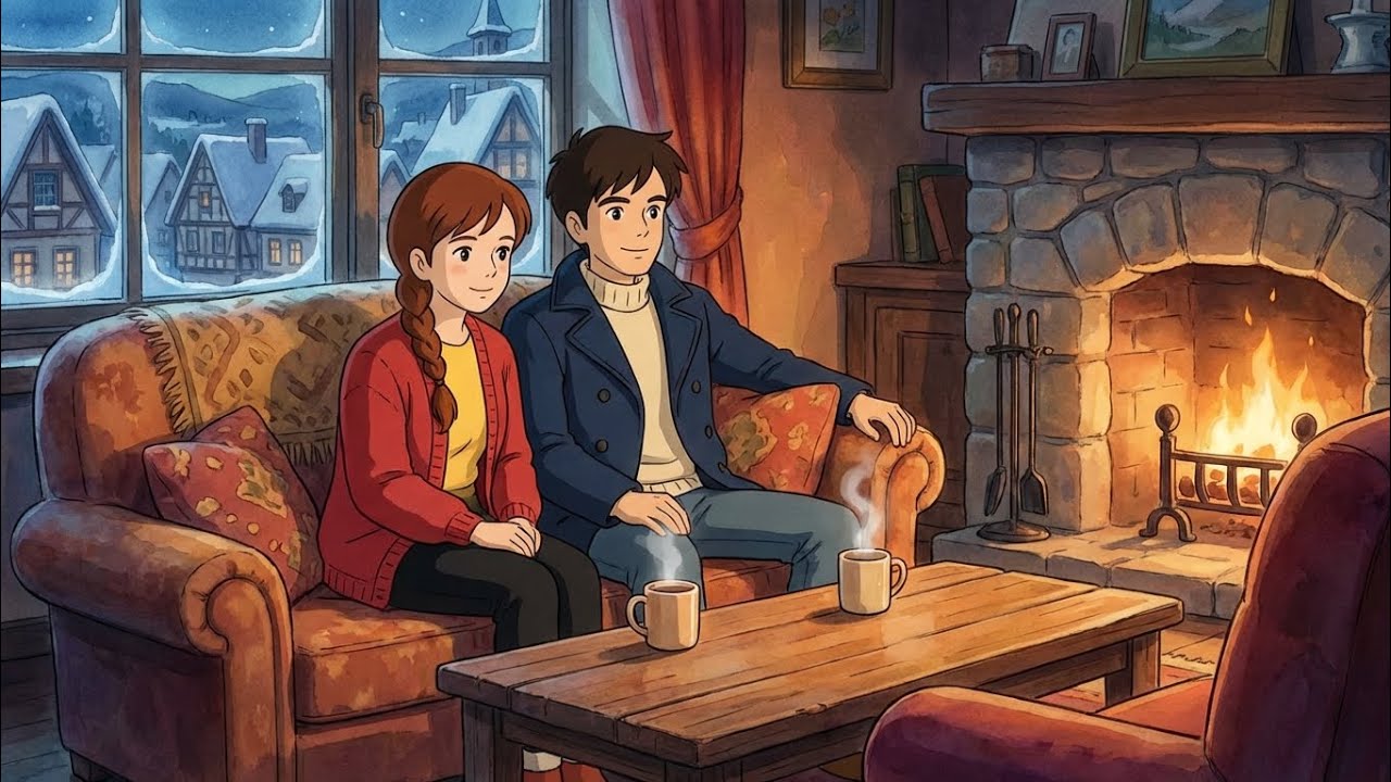 Cozy Winter Evening at Home | Ghibli-Style Animation | Romantic Slice-of-Life