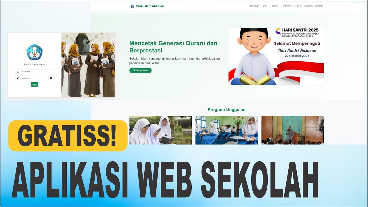 GRATISS!! Template Aplikasi Web Sekolah CI3 + Bootstrap5