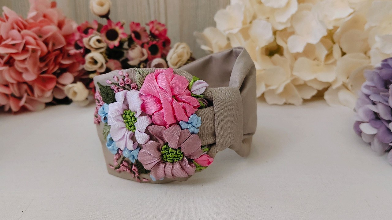 How To Make Embroidered Headband - Flower Embroidered Hairband - Vintage Headband   - Business Idea