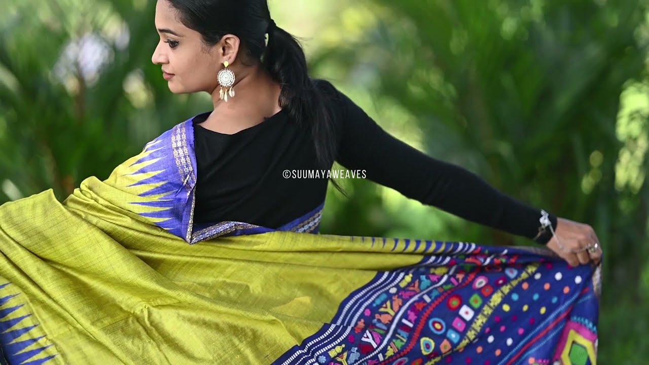 Yellow Dolabedi Tussar Silk Saree