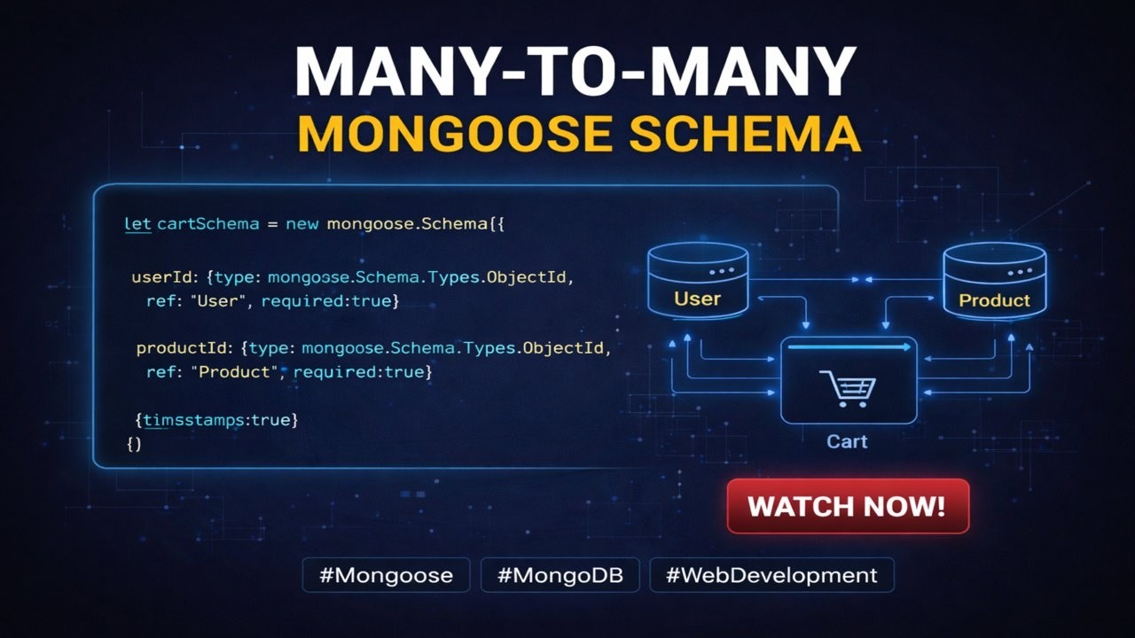 Many-to-Many Relationship in MongoDB | Mongoose Schema Tutorial (Cart Example) | MERN Stack
